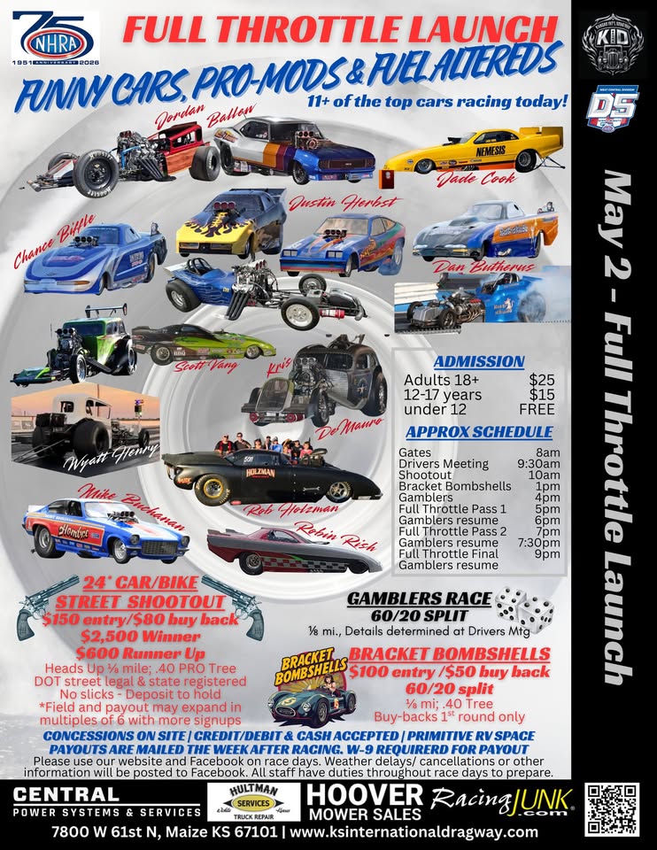 Full Throttle flyer for Kansas International Dragway